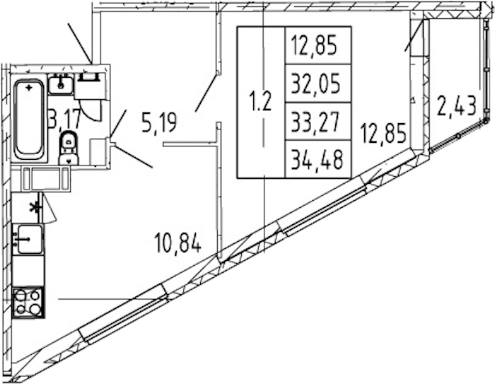 1-комнатная квартира 32.05 м², 8/12 эт., ЖК «Полис ЛАВрики»
